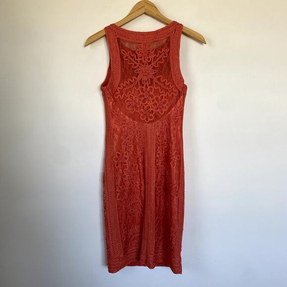 Sue Wong Soutache Lace Sheath Cocktail Dress Orange 4 - Picture 5 of 8